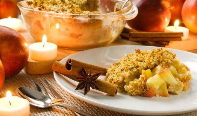 Холодная яблочная запеканка с мюсли