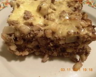 Печеночная запеканка с перловкой