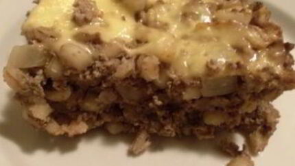 Печеночная запеканка с перловкой