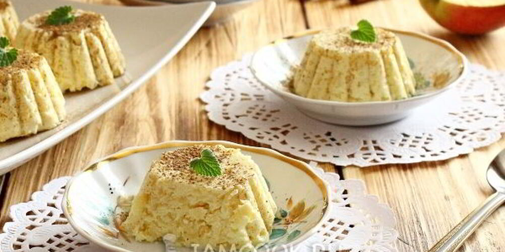 Рецепт творожная запеканка с яблоком в микроволновке