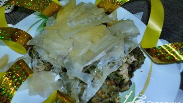 запеканка чече-кура под фило-одеялом