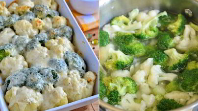 Запеканка из брокколи и цветной капусты