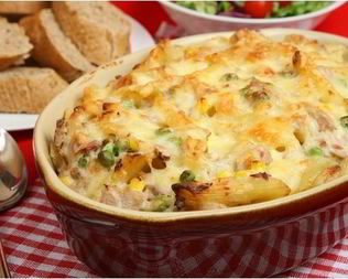 Запеканка из макарон с рыбой