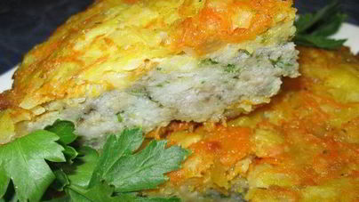 Запеканка из рыбного филе с овощами