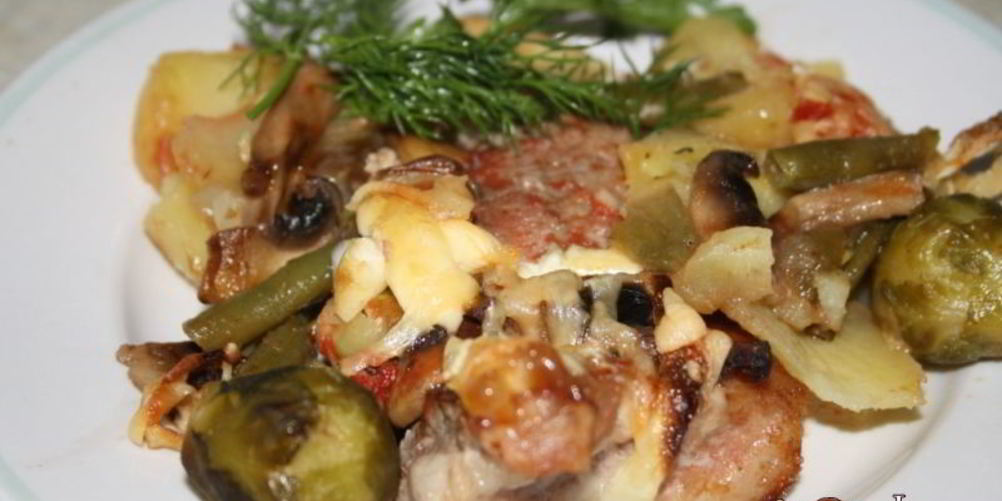Рецепт запеканка радуга с мясом, картофелем и овощами