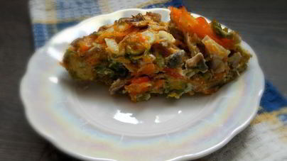 Запеканка с брюссельской капустой и шампиньонами