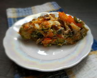 Запеканка с брюссельской капустой и шампиньонами