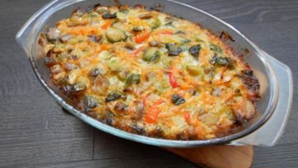 запеканка с брюссельской капустой и шампиньонами