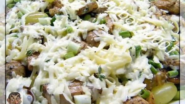 запеканка с виноградом и грибами