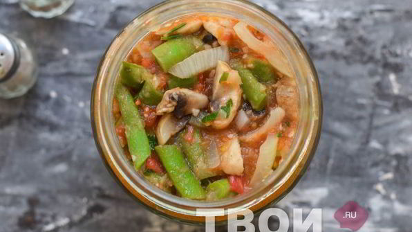 фасоль с грибами на зиму