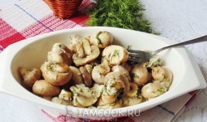 Маринованные шампиньоны с укропом и чесноком