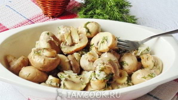 маринованные шампиньоны с укропом и чесноком