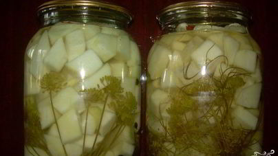 Патиссоны, консервированные кусочками