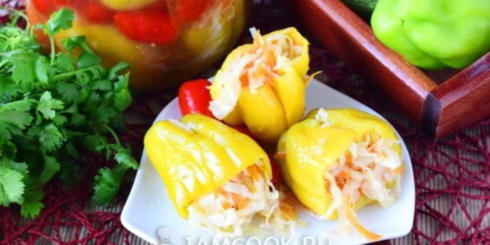 Рецепт перец, фаршированный капустой и морковью на зиму