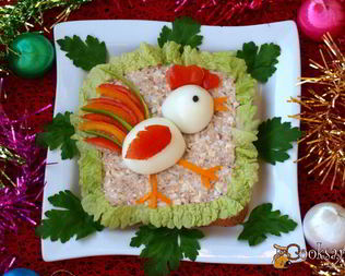 Новогодний бутерброд Петушок