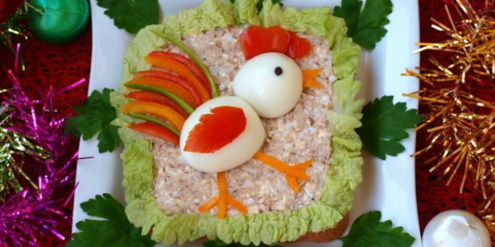 Рецепт новогодний бутерброд петушок