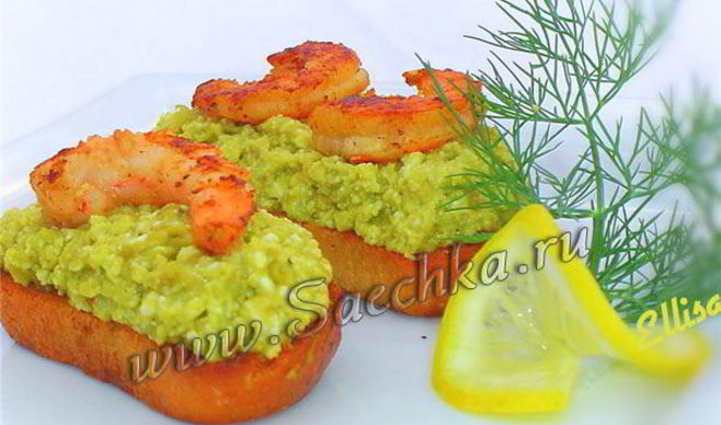 Праздничные бутерброды с креветками