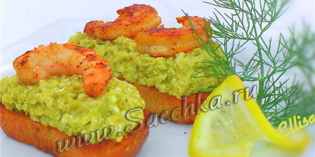 Рецепт праздничные бутерброды с креветками