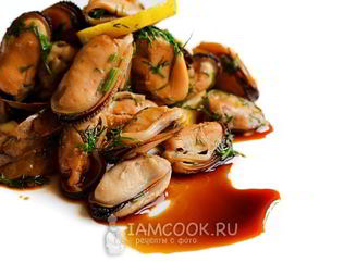 Мидии маринованные с соевым соусом