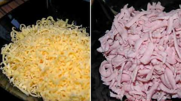 фриттата с зеленым горошком, ветчиной и луком