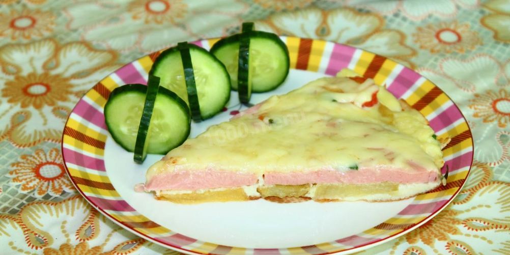 Рецепт картофельный омлет с вареной колбасой