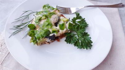 Омлет с баклажаном и кабачком