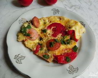 Омлет с грибами и помидорами