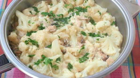 омлет с цветной капустой и шампиньонами