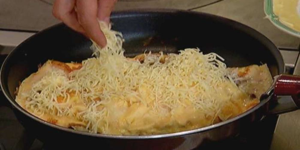 Рецепт омлет с ветчиной и шампиньонами