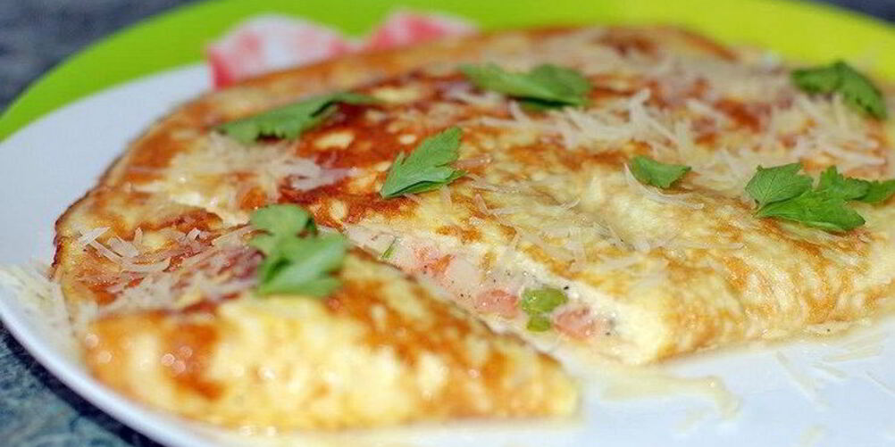 Рецепт омлет с зеленью и помидорами