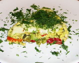 Сырный омлет со стручковой фасолью