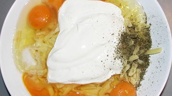 сырный омлет со стручковой фасолью