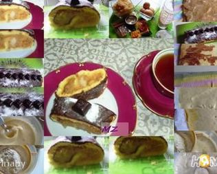 Бисквитный рулет с яблоками