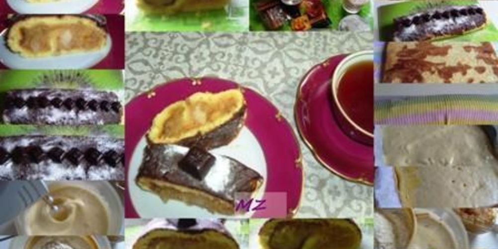 Рецепт бисквитный рулет с яблоками