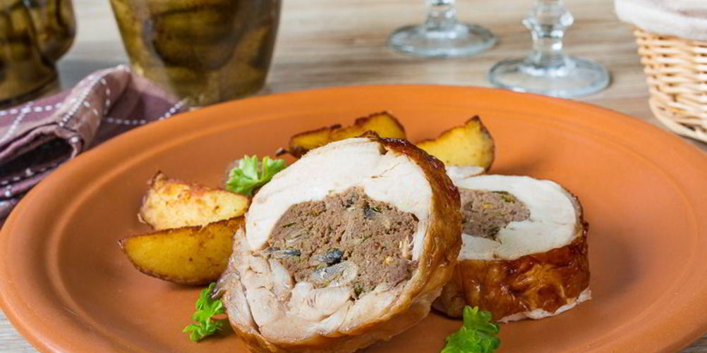 Рецепт куриный рулет с говяжьим фаршем