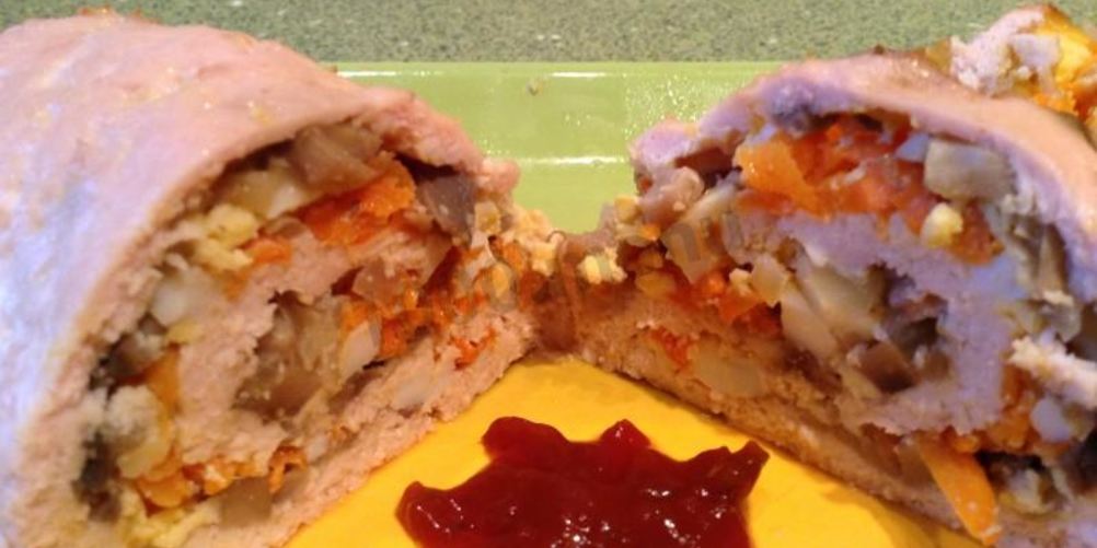 Рецепт куриный рулет с грибами