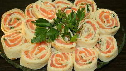 Лавашный рулет с семгой Трехслойный