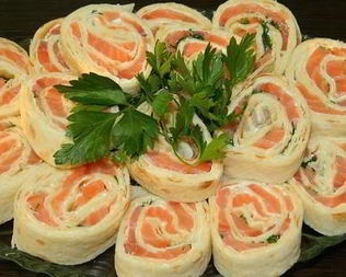 Лавашный рулет с семгой Трехслойный