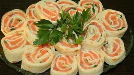 Лавашный рулет с семгой Трехслойный