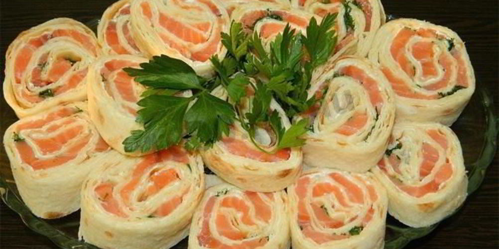 Рецепт лавашный рулет с семгой трехслойный