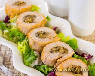 Мясные рулетики с грибной начинкой