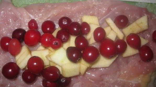 рулет из индейки с клюквой и яблоком