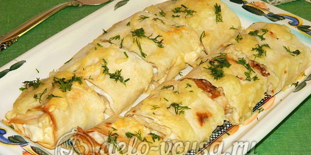 Рецепт рулет из лаваша с творогом
