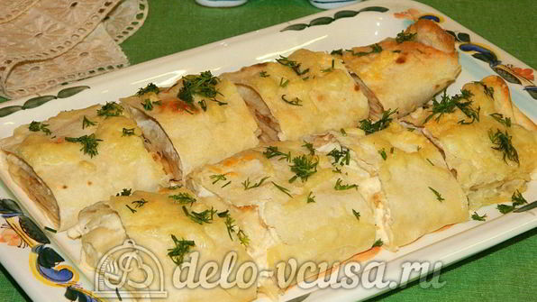 рулет из лаваша с творогом