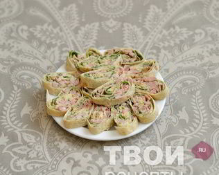 Рулет из лаваша с ветчиной