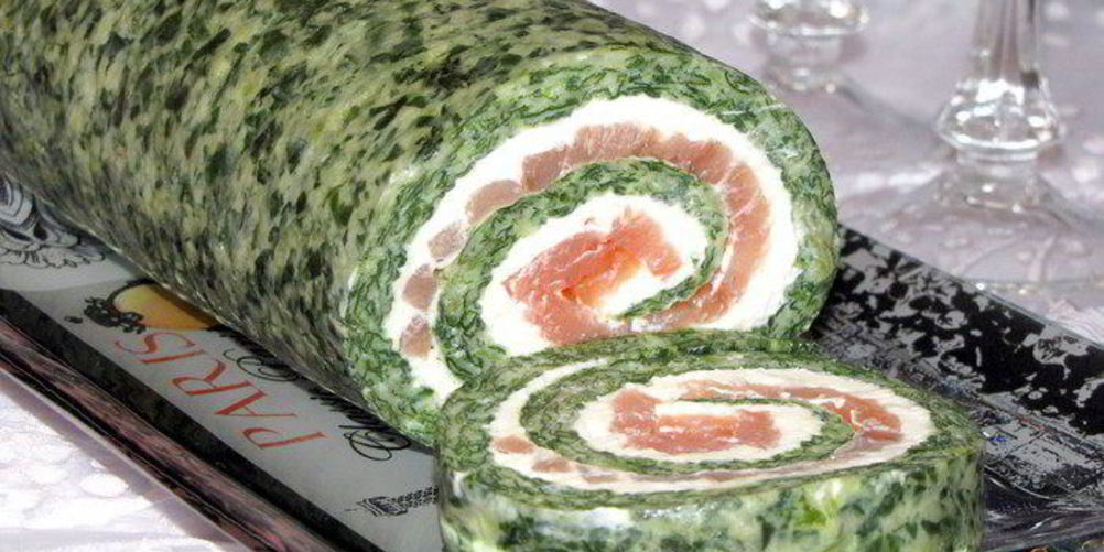 Рецепт рулет из шпината и семги со сливочным сыром