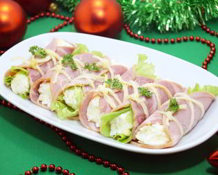 Рулетики из ветчины