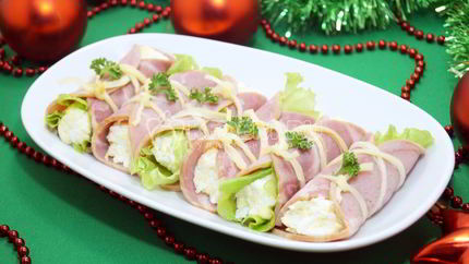 Рулетики из ветчины