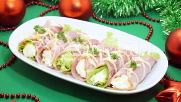 рулетики из ветчины