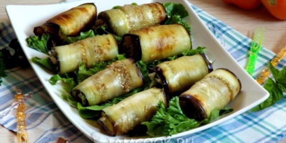 Рецепт рулеты из баклажанов с сыром и чесноком